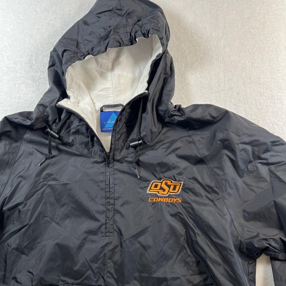 Oklahoma State Cowboys Jacket Mens Medium Black NCAA Football Acadia Hooded Zip